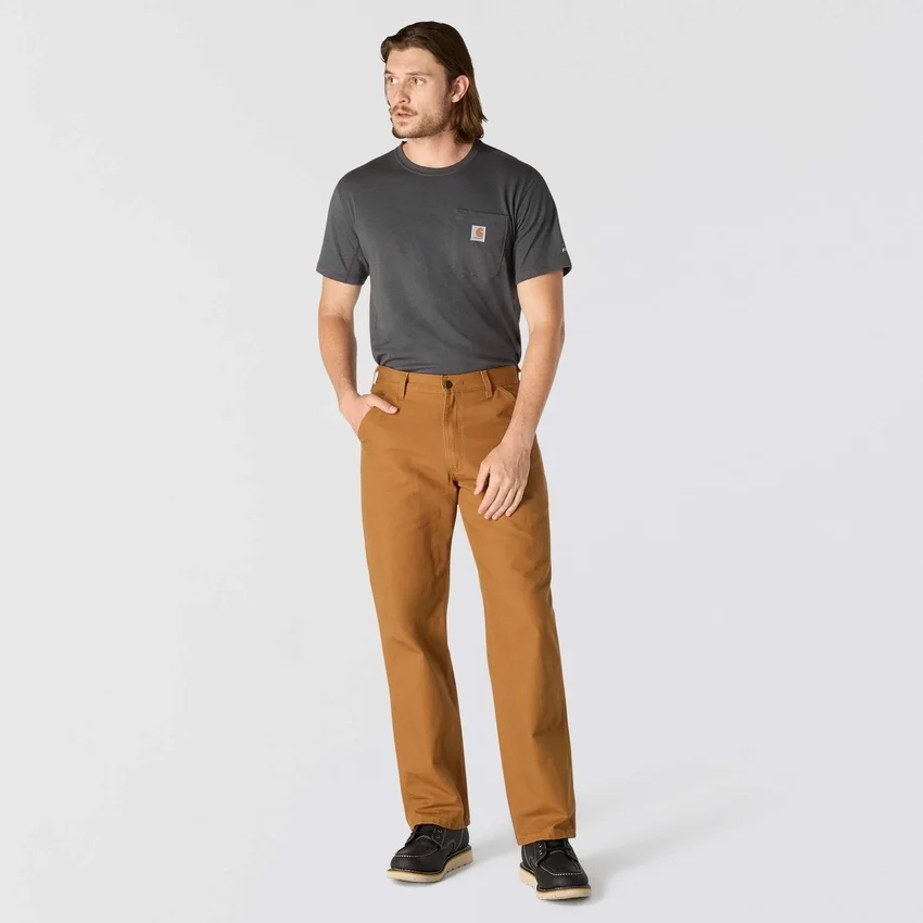 Carhartt B11 Erkek Bol Düz Yıkanmış Kanarya Kumaş İş Pantolonu