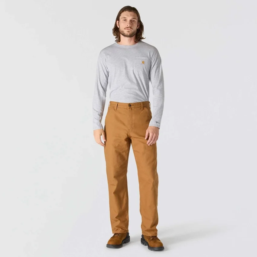 Carhartt B111 Erkek Bol Düz Yıkanmış Kumaş Astarlı İş Pantolonu
