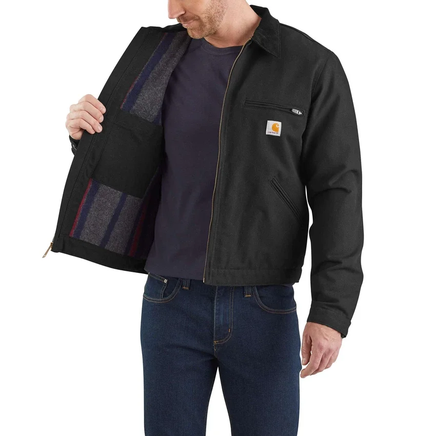 Carhartt J01 Erkekler İçin İkonik Ördek Battaniye Astarlı Detroit Jacket