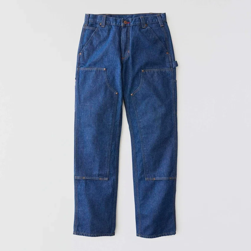 Erkek Crafted Serisi Bol Kesim Düz Paça Çift Dizli İş Kot Pantolonu