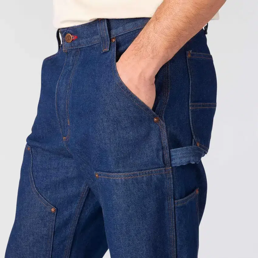 Erkek Crafted Serisi Bol Kesim Düz Paça Çift Dizli İş Kot Pantolonu