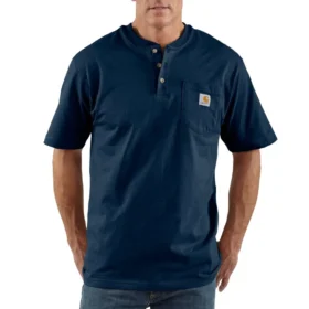 Erkek Dearborn Bol Kesim Ağır Henley Cepli Tişört