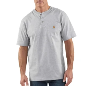 Erkek Dearborn Bol Kesim Ağır Henley Cepli Tişört