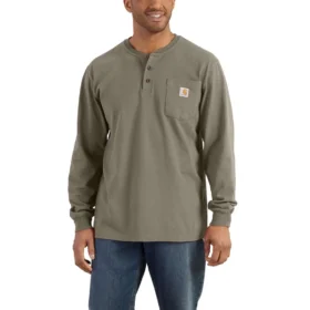 Erkek Dearborn Bol Kesim Ağır Pamuklu Uzun Kolluklu Henley Cepli Gömlek