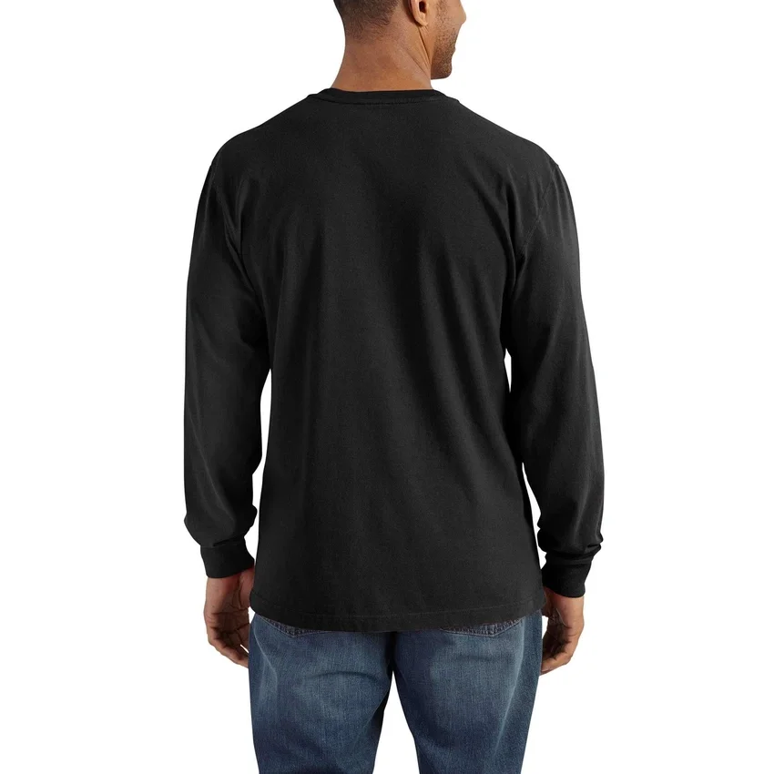 Erkek Dearborn Bol Kesim Ağır Pamuklu Uzun Kolluklu Henley Cepli Gömlek