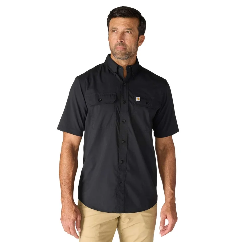 Erkek Force Sun Defender™ Chambray Bol Kesim Kısa Kolluklu Gömlek - Güneş Koruyucu Gömlekler