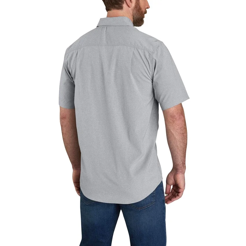 Erkek Force Sun Defender™ Chambray Bol Kesim Kısa Kolluklu Gömlek - Güneş Koruyucu Gömlekler