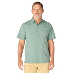 Erkek Force Sun Defender™ Dokuma Bol Kesim Kısa Kolluklu Gömlek - Güneş Koruyucu Gömlekler