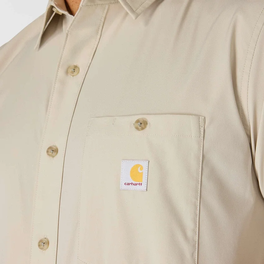 Erkek Force Sun Defender™ Dokuma Bol Kesim Kısa Kolluklu Gömlek - Güneş Koruyucu Gömlekler