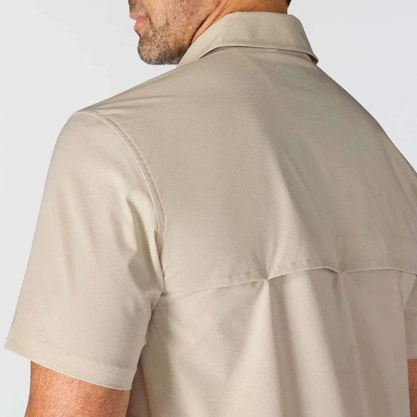 Erkek Force Sun Defender™ Dokuma Bol Kesim Kısa Kolluklu Gömlek - Güneş Koruyucu Gömlekler