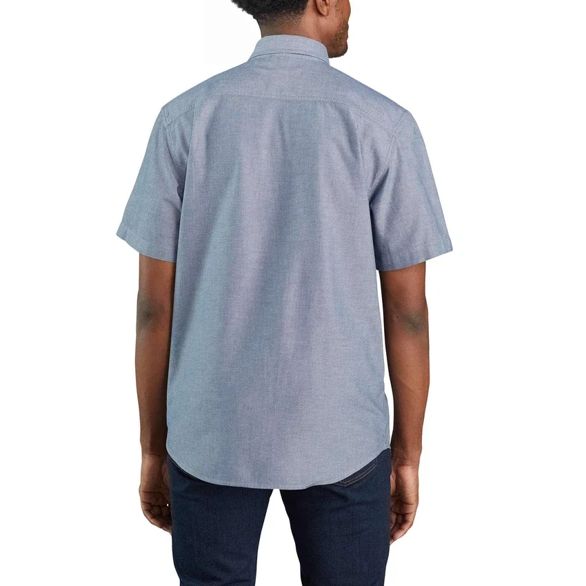 Erkek Fort Bol Kesim Kısa Kolluklu Chambray Gömlek - Erkek İş Gömlekleri