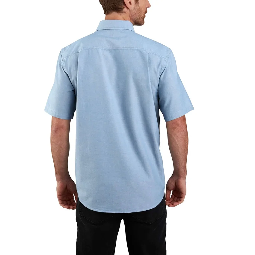 Erkek Fort Bol Kesim Kısa Kolluklu Chambray Gömlek - Erkek İş Gömlekleri