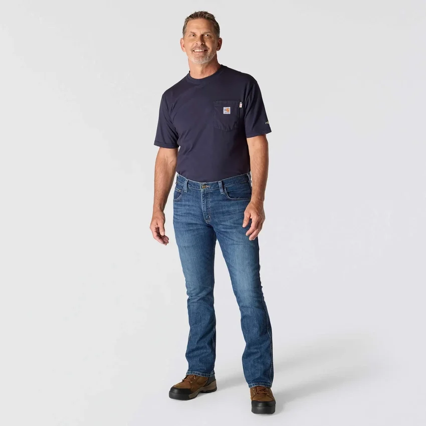 Erkek FR Gevşek Kesim Bootcut Rugged Flex Ateşe Dayanıklı İş Kot Pantolonu