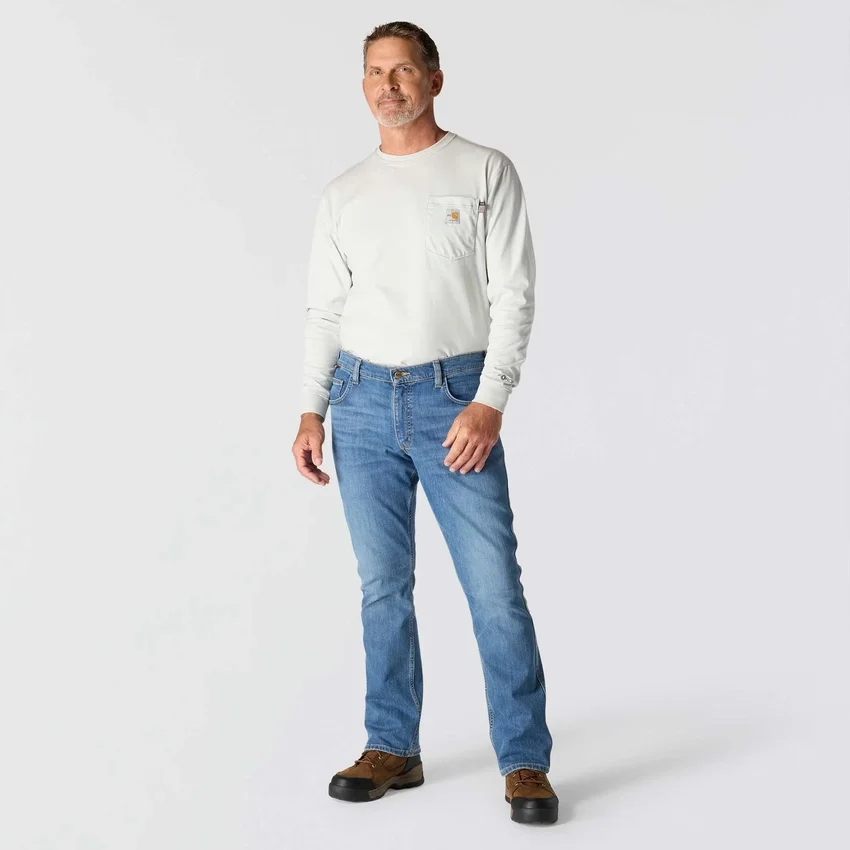 Erkek FR Gevşek Kesim Bootcut Rugged Flex Ateşe Dayanıklı İş Kot Pantolonu