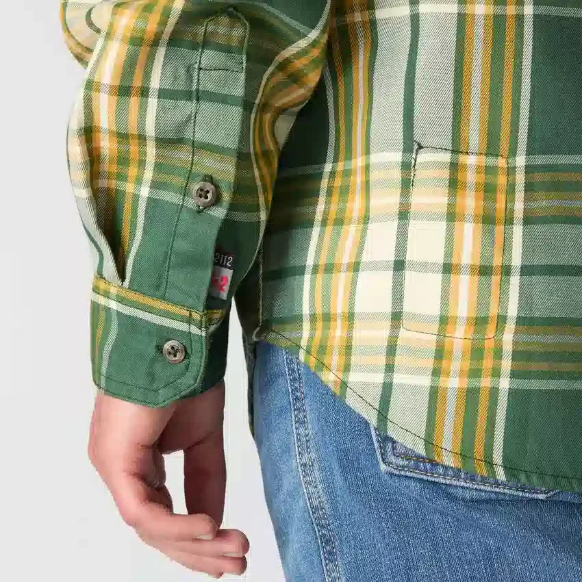Erkek Geniş Kesim Uzun Kolluklu Twill Ekose Gömlek - Alev Dirençli Gömlekler