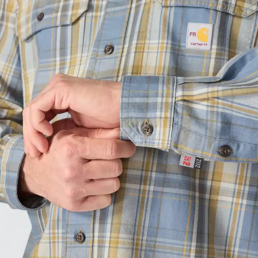 Erkek Geniş Kesim Uzun Kolluklu Twill Ekose Gömlek - Alev Dirençli Gömlekler