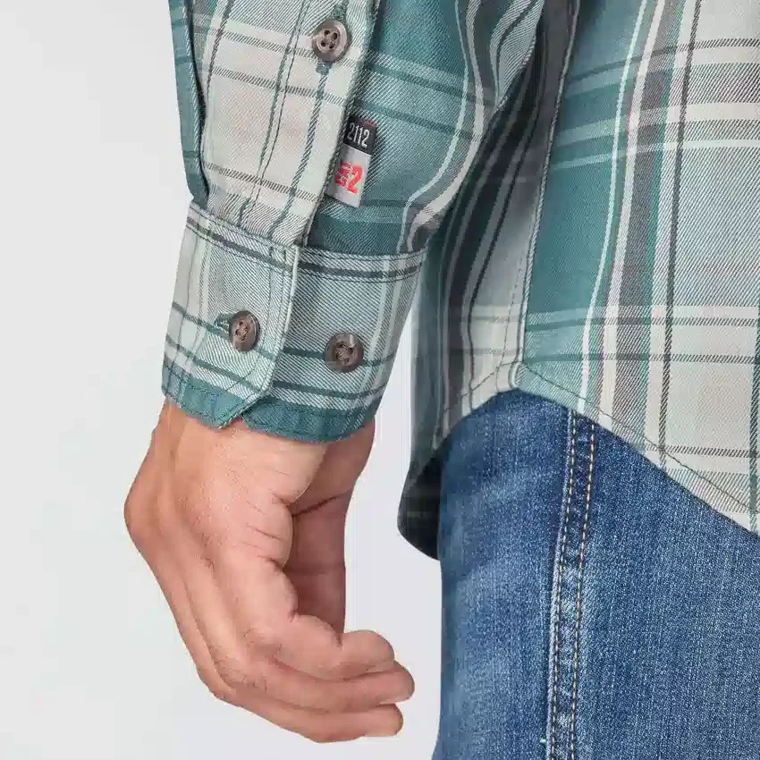 Erkek Geniş Kesim Uzun Kolluklu Twill Ekose Gömlek - Alev Dirençli Gömlekler