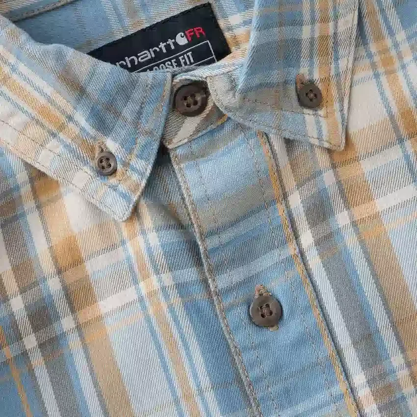 Erkek Geniş Kesim Uzun Kolluklu Twill Ekose Gömlek - Alev Dirençli Gömlekler