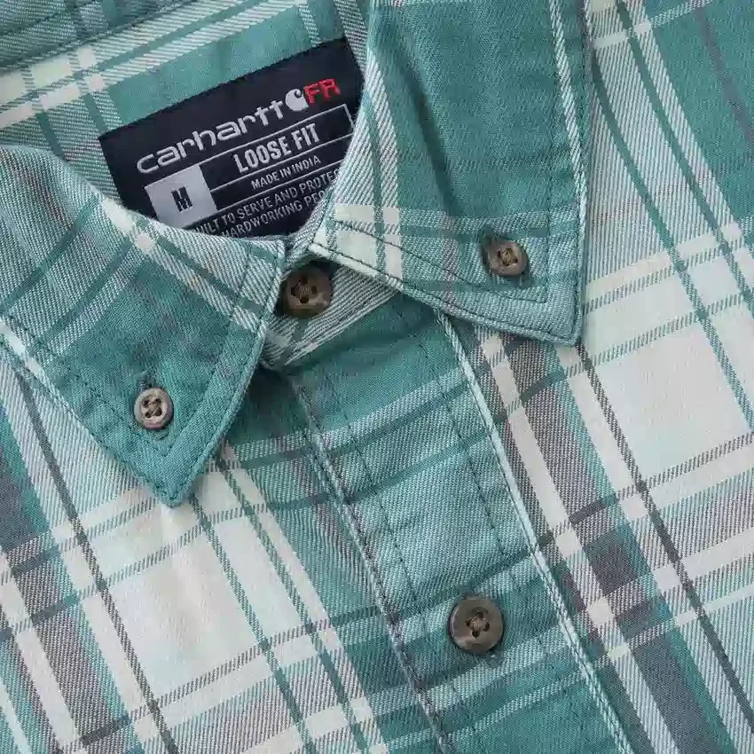 Erkek Geniş Kesim Uzun Kolluklu Twill Ekose Gömlek - Alev Dirençli Gömlekler