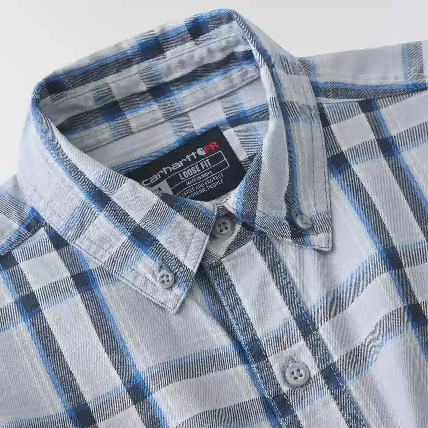 Erkek Geniş Kesim Uzun Kolluklu Twill Ekose Gömlek - Alev Dirençli Gömlekler