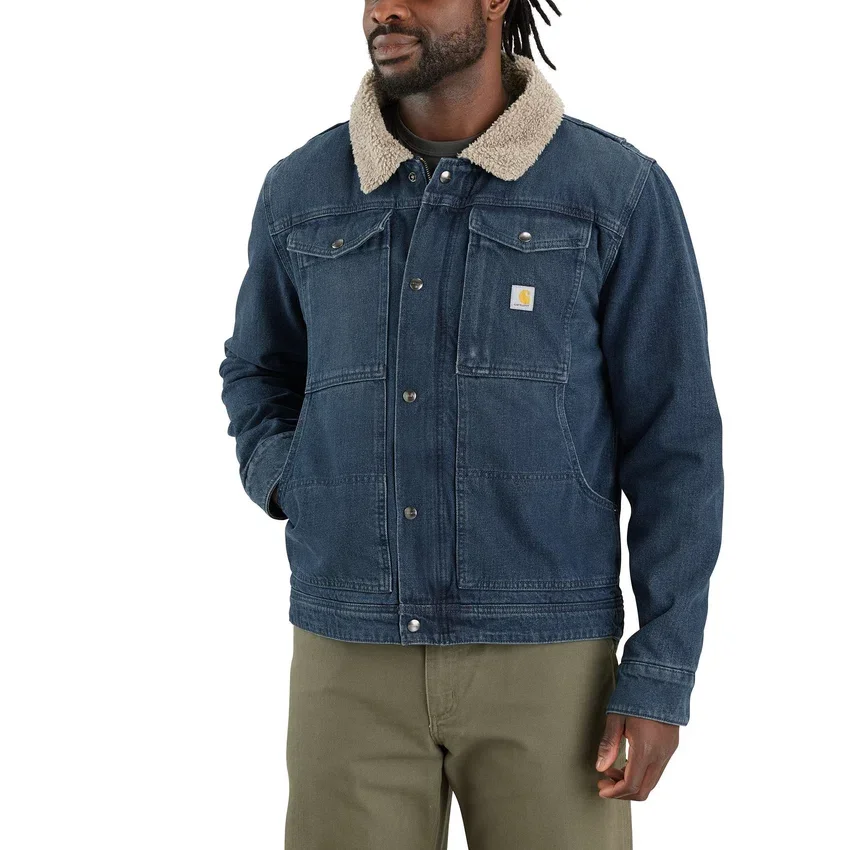 Erkek Gevşek Kesim Sherpa Astarlı Denim Ceket