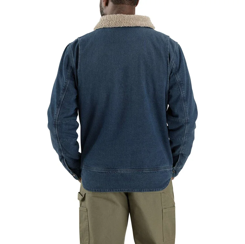 Erkek Gevşek Kesim Sherpa Astarlı Denim Ceket