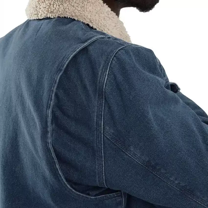 Erkek Gevşek Kesim Sherpa Astarlı Denim Ceket