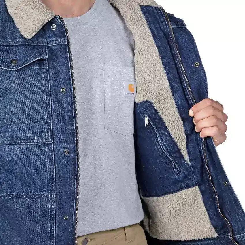 Erkek Gevşek Kesim Sherpa Astarlı Denim Ceket