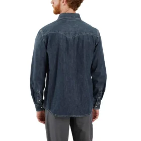 Erkek Montana Gevşek Kesim Uzun Kolluklu Denim Çıtçıtlı Ön Gömlek