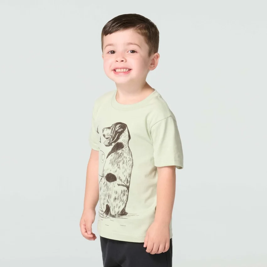 Erkek Çocuk Kısa Kolluklu Köpek Tişörtü (Çocuk/Bebek)