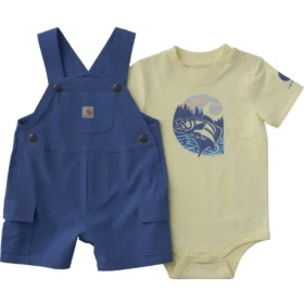 Erkek Çocuklar İçin 2 Parçalı Kısa Kolluklu Bodysuit ve Kargo Cepli Şort Set (Bebek)