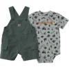 Erkek Çocuklar İçin 2 Parçalı Kısa Kolluklu Bodysuit ve Kargo Cepli Şort Set (Bebek)