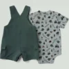 Erkek Çocuklar İçin 2 Parçalı Kısa Kolluklu Bodysuit ve Kargo Cepli Şort Set (Bebek)