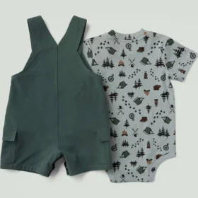 Erkek Çocuklar İçin 2 Parçalı Kısa Kolluklu Bodysuit ve Kargo Cepli Şort Set (Bebek)
