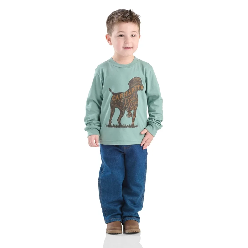 Erkek Çocuklar İçin 2 Parçalı Uzun Kolluklu Köpek Desenli Gömlek ve Denim Pantolon Seti (Yürümeye Başlayan Çocuklar)