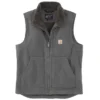 Erkek Yıkanmış Pamuklu Sherpa Astarlı Mock-Neck Yelek