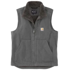 Erkek Yıkanmış Pamuklu Sherpa Astarlı Mock-Neck Yelek
