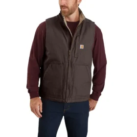 Erkek Yıkanmış Pamuklu Sherpa Astarlı Mock-Neck Yelek