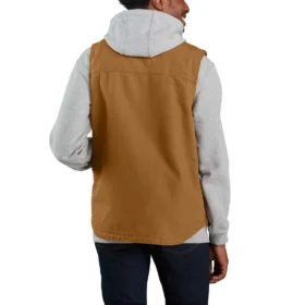Erkek Yıkanmış Pamuklu Sherpa Astarlı Mock-Neck Yelek