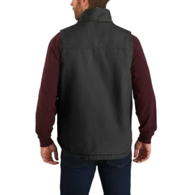 Erkek Yıkanmış Pamuklu Sherpa Astarlı Mock-Neck Yelek