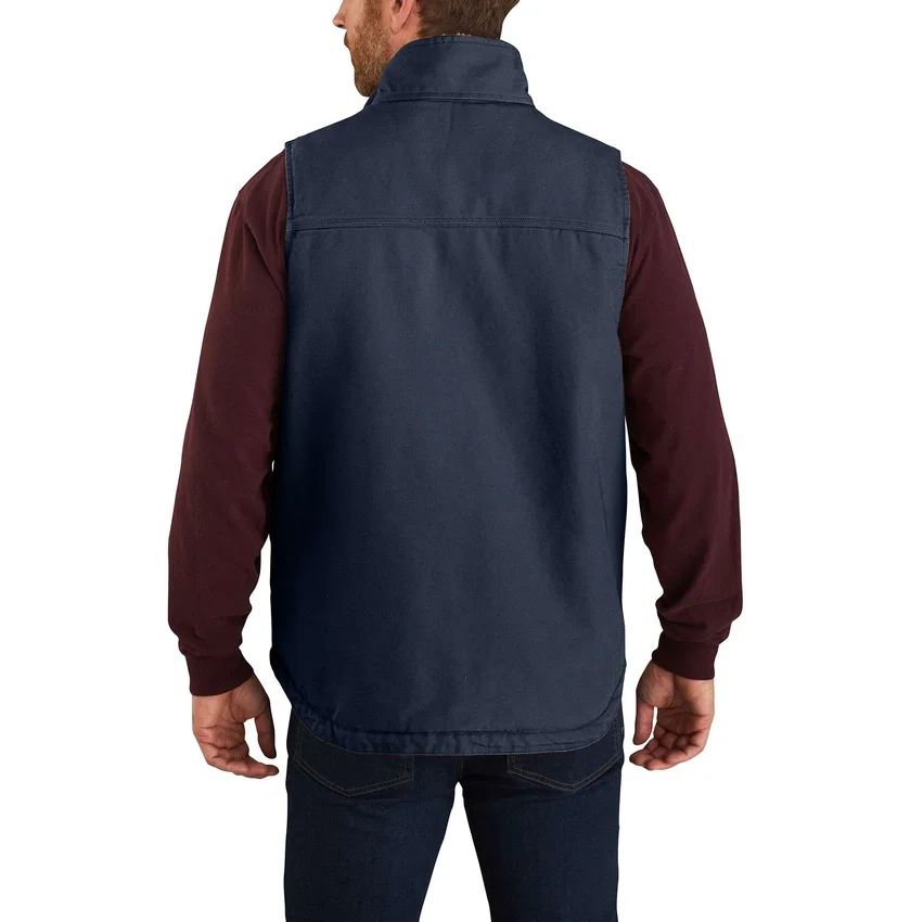 Erkek Yıkanmış Pamuklu Sherpa Astarlı Mock-Neck Yelek