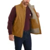 Erkek Yıkanmış Pamuklu Sherpa Astarlı Mock-Neck Yelek