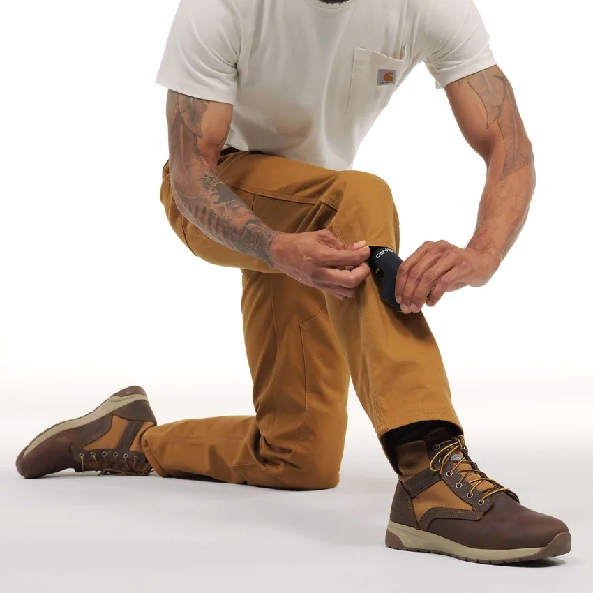 Erkekler İçin Gevşek Düz Kesim Rugged Flex Duck Çift Dizli İş Pantolonu