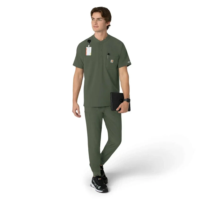 Force Cross-Flex Erkek Henley Scrub Üst