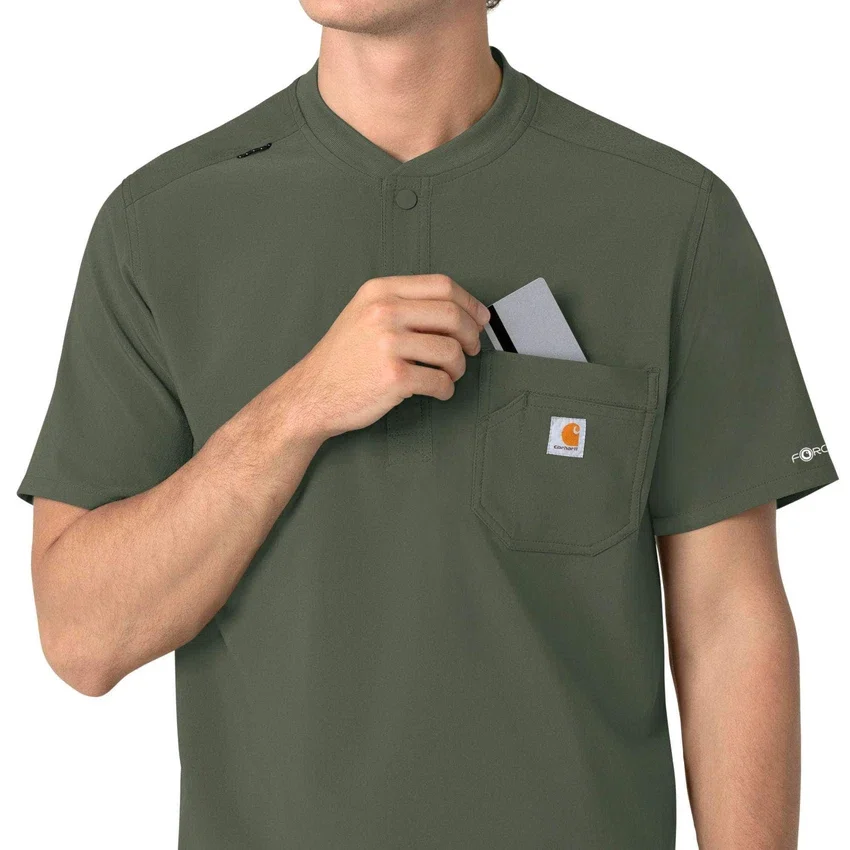 Force Cross-Flex Erkek Henley Scrub Üst