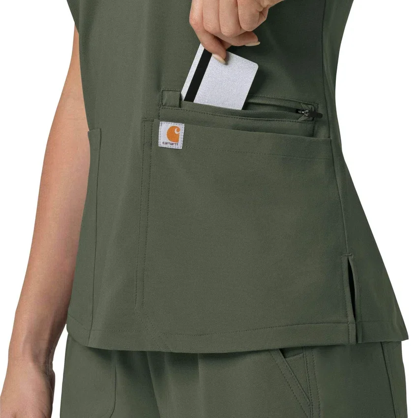 Kadın Force Cross-Flex Flex Panel V Yaka Scrub Üst