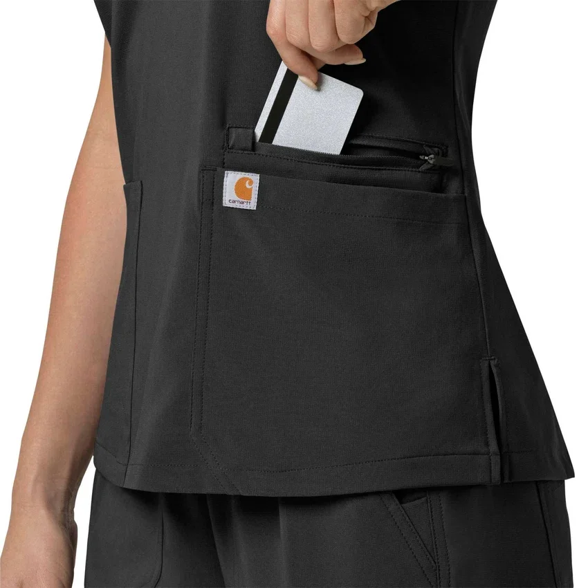 Kadın Force Cross-Flex Flex Panel V Yaka Scrub Üst