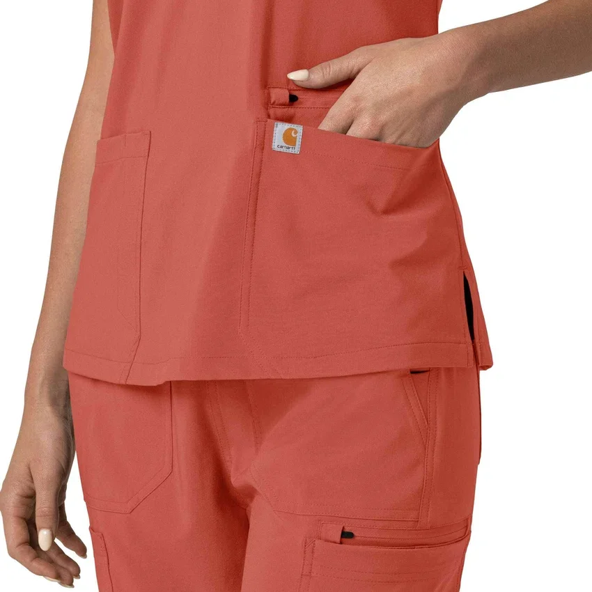 Kadın Force Cross-Flex Flex Panel V Yaka Scrub Üst
