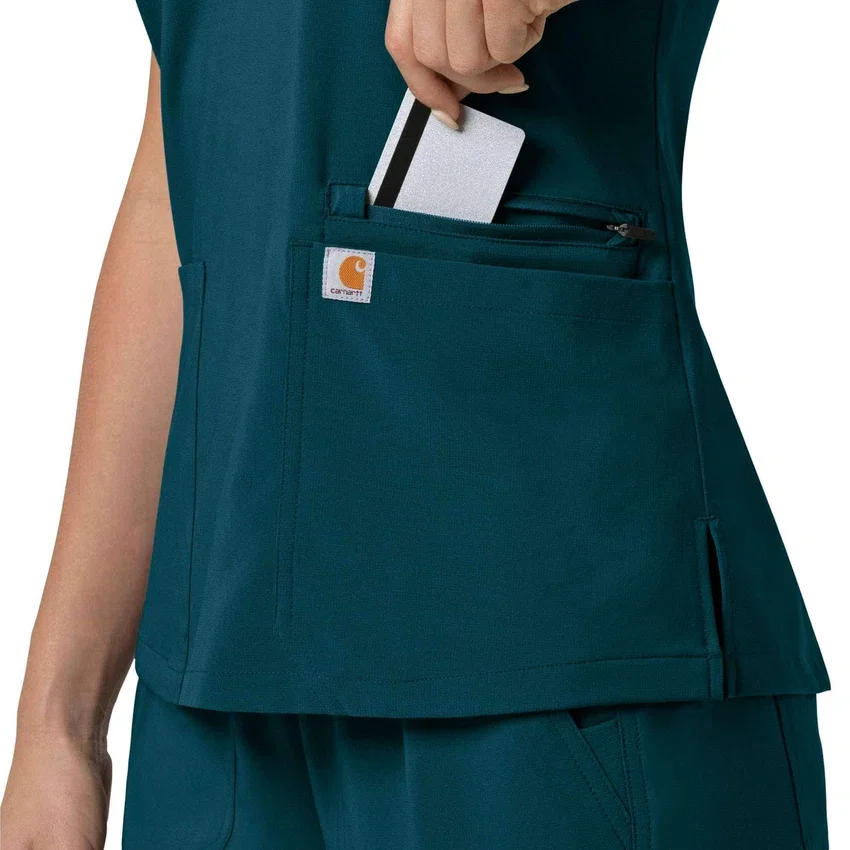 Kadın Force Cross-Flex Flex Panel V Yaka Scrub Üst