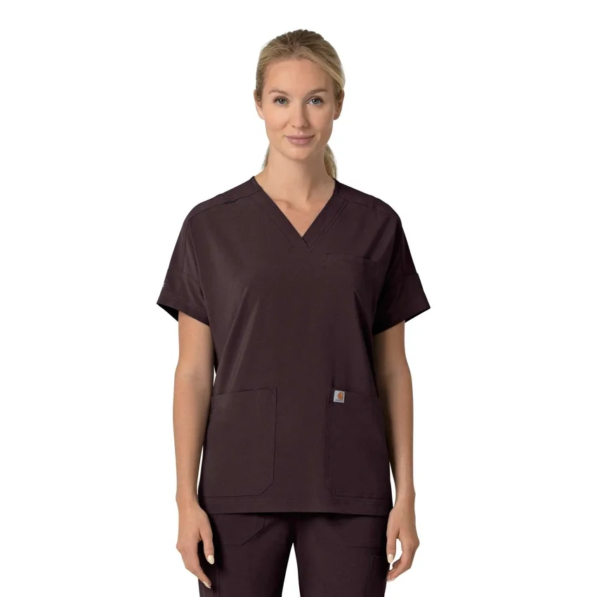 Kadın Force Cross-Flex Oversized V Yaka Scrub Üst